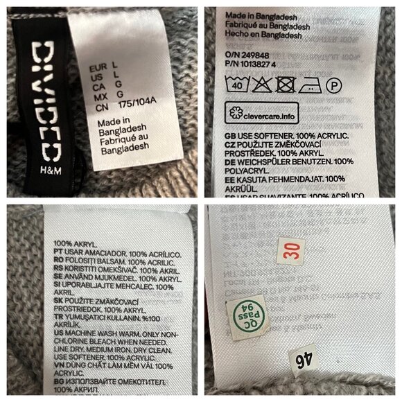 H&M Divided Women L SOFT Cropped Pullover Crewneck Gray Knit Sweater Oversized - Picture 11 of 16